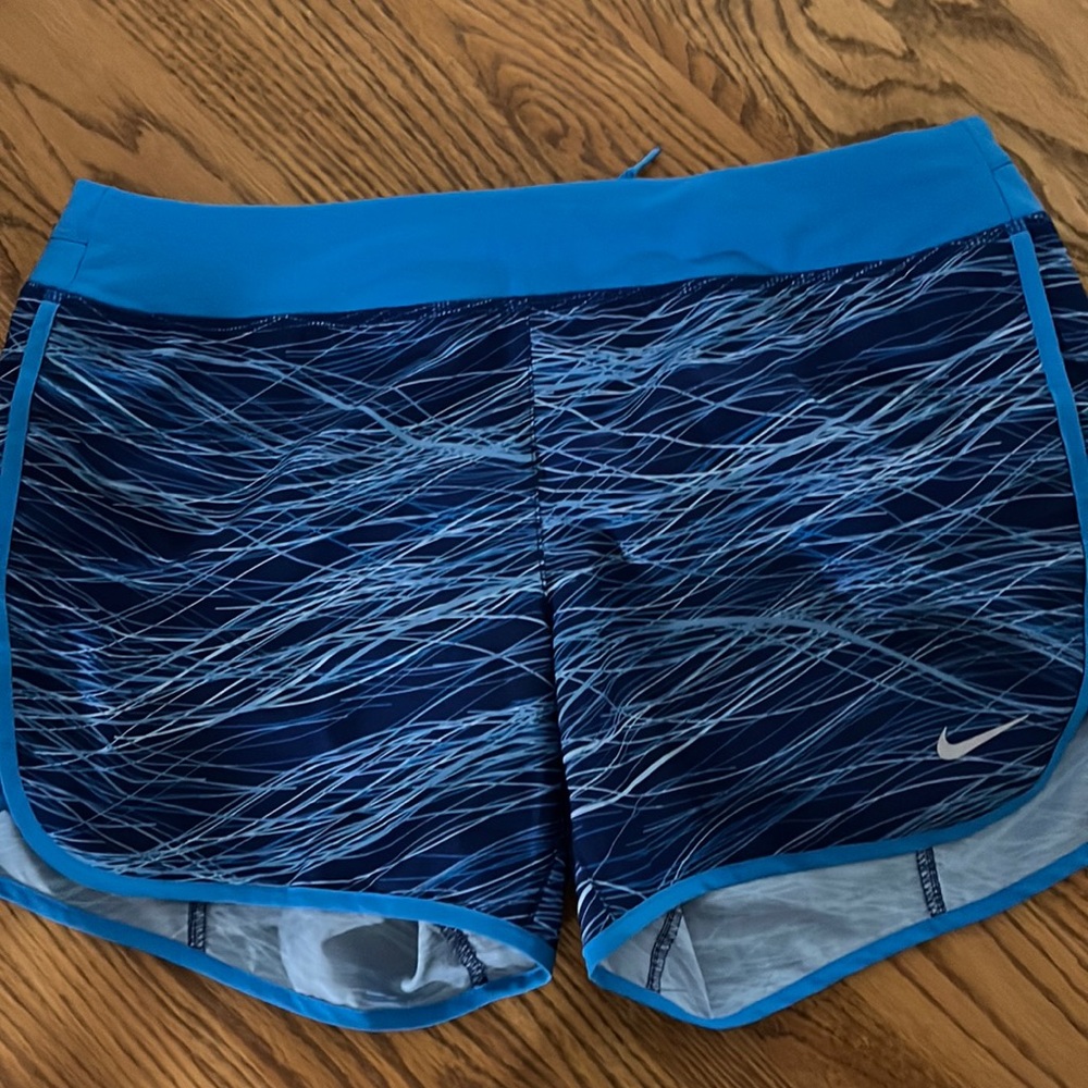 Nike youth XL drifit shorts with panty lining blue color with light blue trim